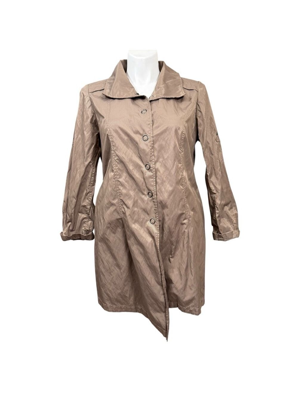 Soft Surroundings Taupe Water Resistant‎ Rain Jacket Coat Women’s XL
